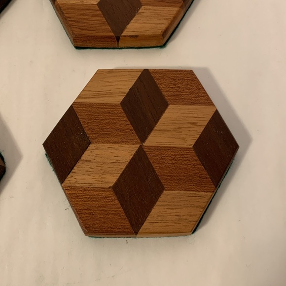 Handmade drink Coasters wooden set 4 - Picture 6 of 7